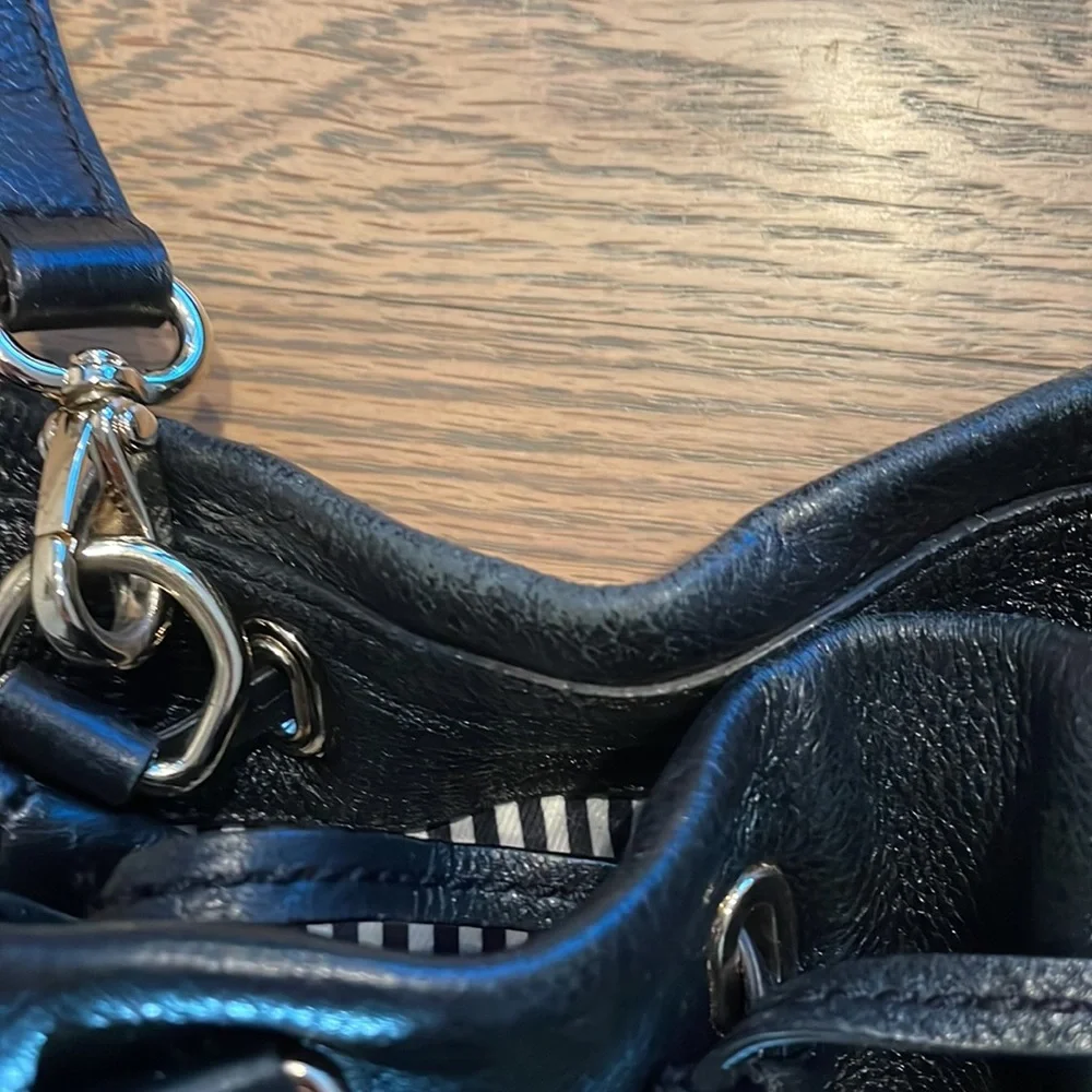 kate spade Black Leather Drawstring Crossbody Bag